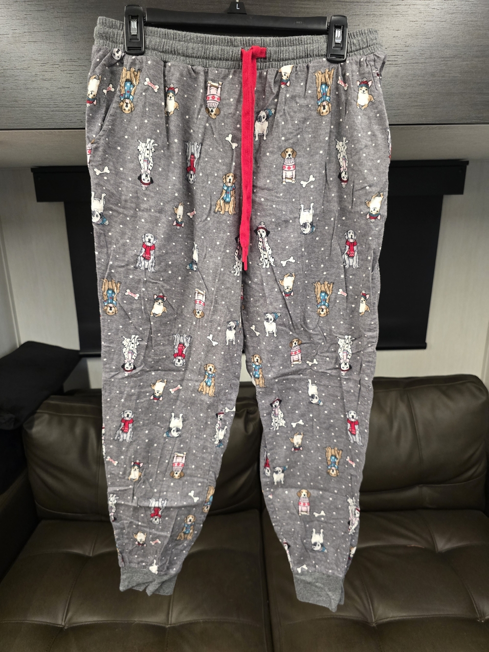 Secret Treasures Gray Dog Motif Pajama Pants with Pink Accents M Size 8-10